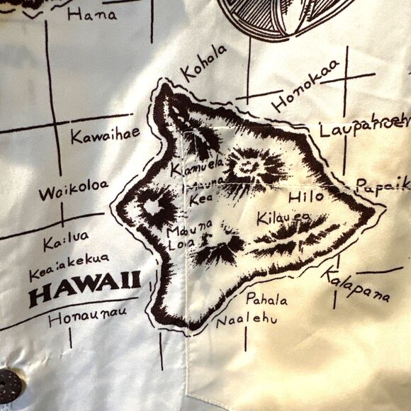 Vintage Hawaii Koko Head Hawaiian Shirt Map Mens Size Small - Picture 2 of 7